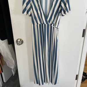 Blue and white (off-white) stripped dress (ankle length)